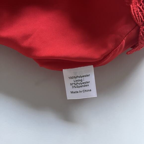 Tuckernuck Blythe Mini Dress Red Guipure Lace size S Holidays Christmas Chic - Picture 9 of 10